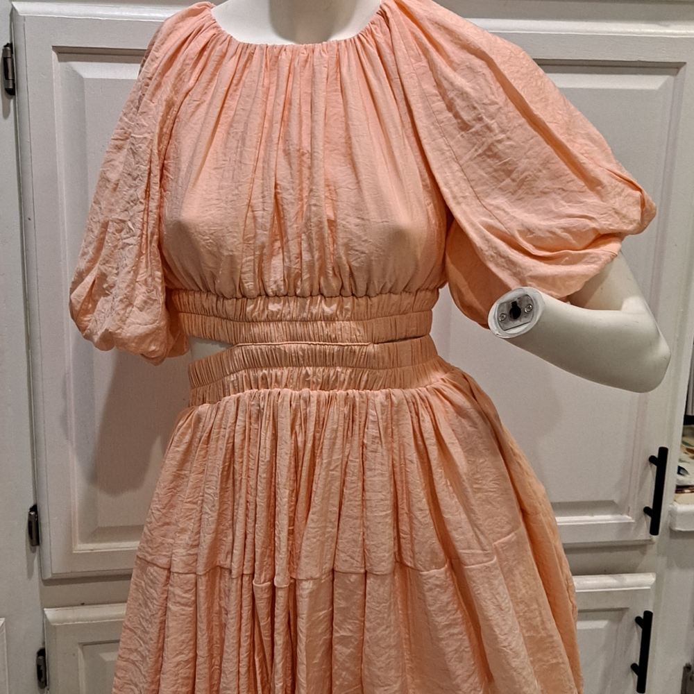 Elegant Peach Long Sleeve Dress